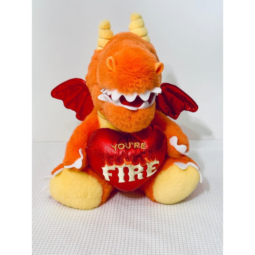 Ty Plush Orange Monster Holding You're Fire Heart Valentine Stuffed Animal 2024
